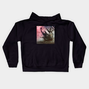 Alien attacking a space station Kids Hoodie